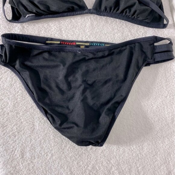 5/$25 La Vie Wn Rose Stylish Black Bikini Set W Scrunch Bottom XL - Picture 13 of 15